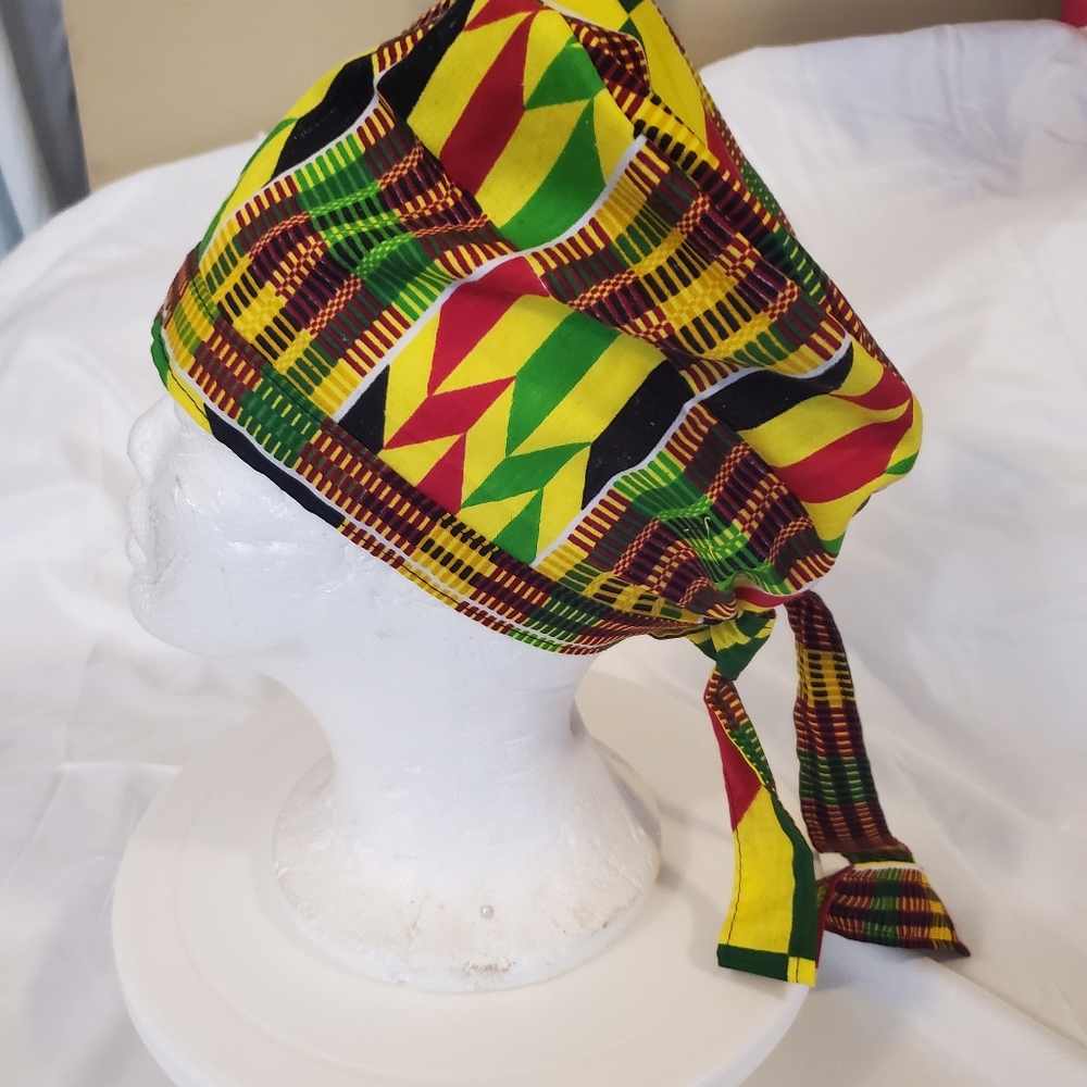 NewScrub Cap Colorful Afro print Patterned Cotton Hand Crafted Adult Sz